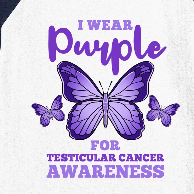 I Wear Purple For Testicular Cancer Awareness Funny Gift Baseball Sleeve Shirt