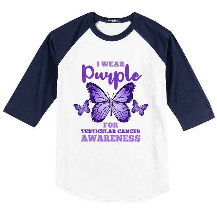 I Wear Purple For Testicular Cancer Awareness Funny Gift Baseball Sleeve Shirt