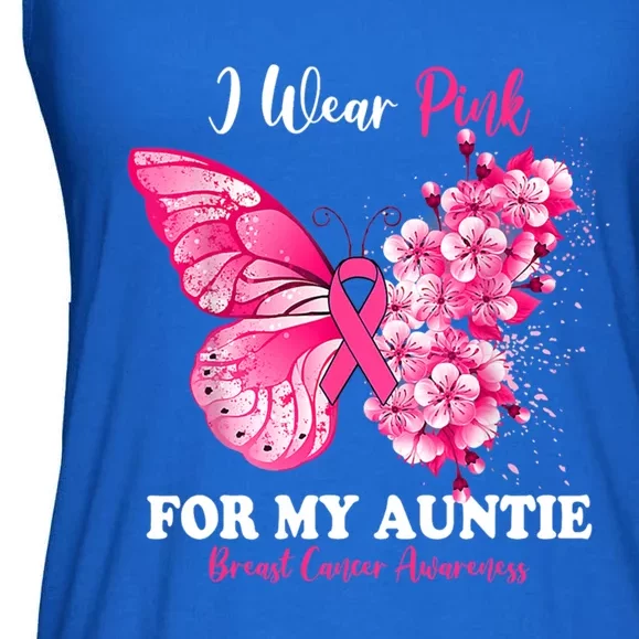 I Wear Pink For My Auntie Breast Cancer Awareness Butterfly Gift Ladies Essential Flowy Tank