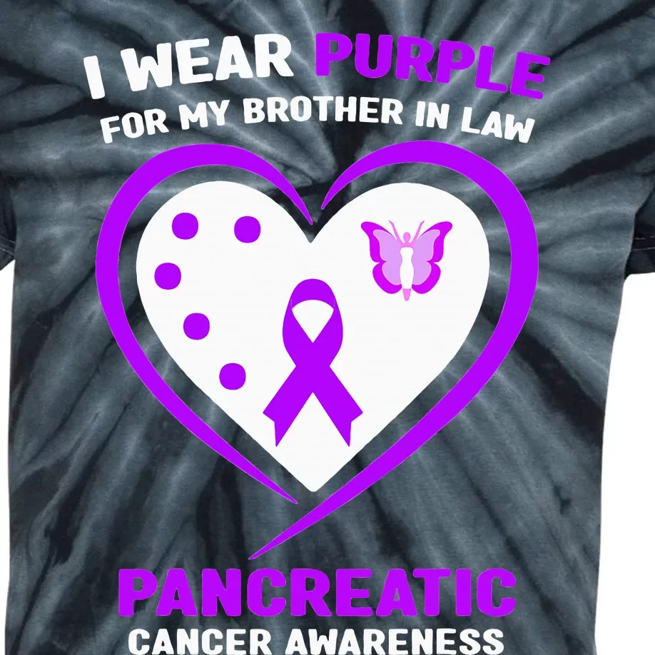 I Wear Purple For My Brother in Law Pancreatic Cancer Kids Tie-Dye T-Shirt