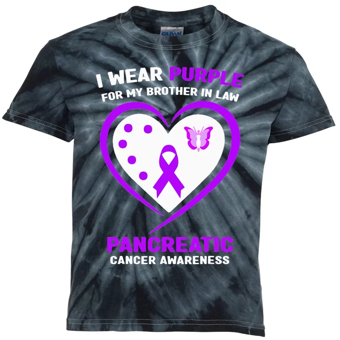 I Wear Purple For My Brother in Law Pancreatic Cancer Kids Tie-Dye T-Shirt