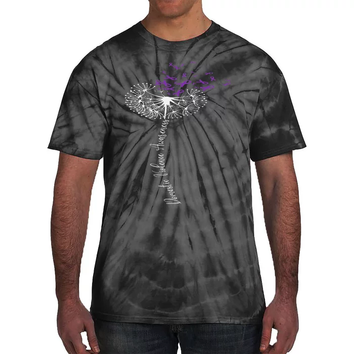 I Wear Purple For Domestic Violence Awareness Purple Ribbon Tie-Dye T-Shirt