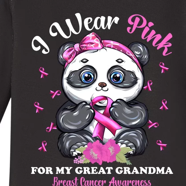 I Wear Pink For My Great Grandma Breast Cancer Awareness Baby Long Sleeve Bodysuit