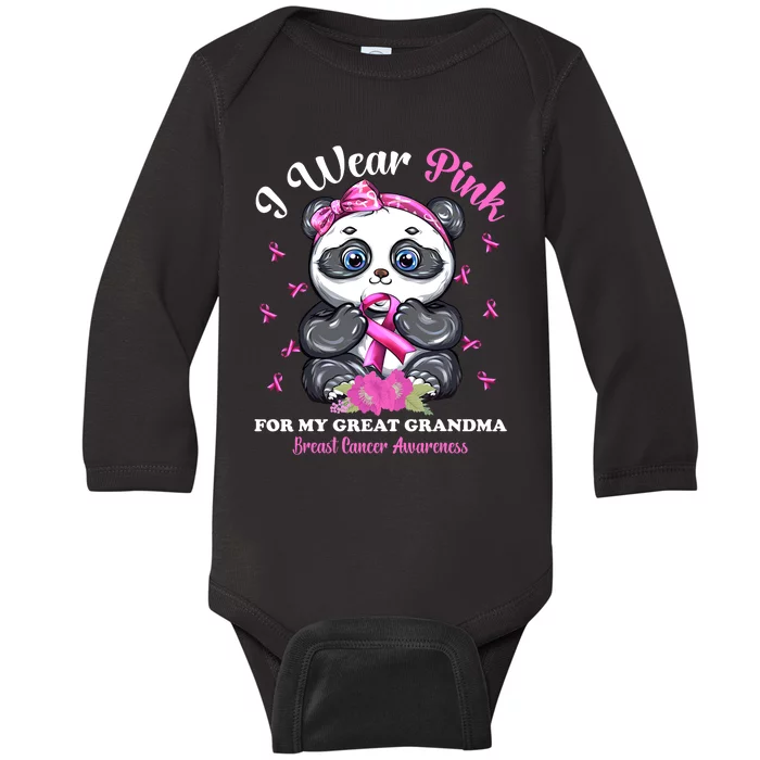 I Wear Pink For My Great Grandma Breast Cancer Awareness Baby Long Sleeve Bodysuit