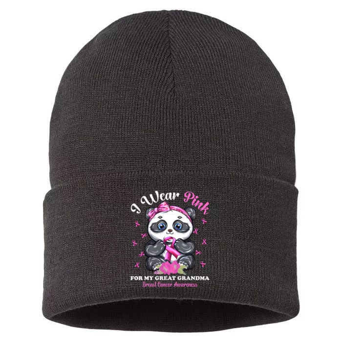 I Wear Pink For My Great Grandma Breast Cancer Awareness Sustainable Knit Beanie