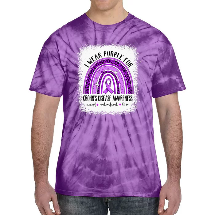 I Wear Purple For Crohn's Disease Awareness Ribbon Tie-Dye T-Shirt