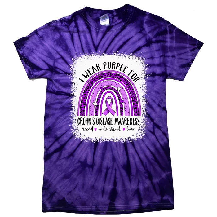 I Wear Purple For Crohn's Disease Awareness Ribbon Tie-Dye T-Shirt