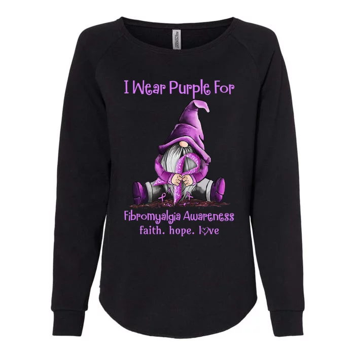 I Wear Purple Gnomes Ribbon Fibromyalgia Awareness Gift Womens California Wash Sweatshirt