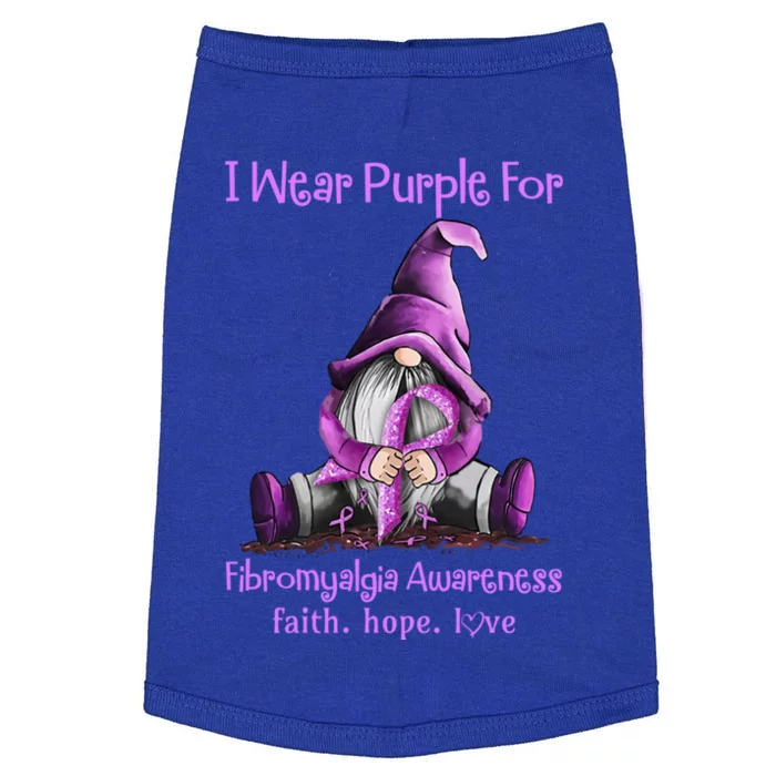 I Wear Purple Gnomes Ribbon Fibromyalgia Awareness Gift Doggie Tank