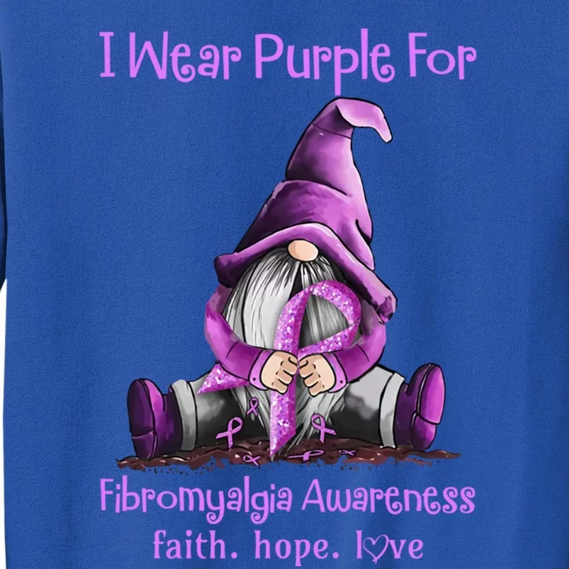 I Wear Purple Gnomes Ribbon Fibromyalgia Awareness Gift Tall Sweatshirt