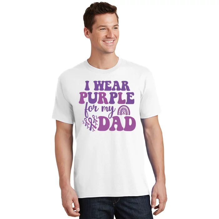 I Wear Purple For My Dad Purple Ribbon T-Shirt