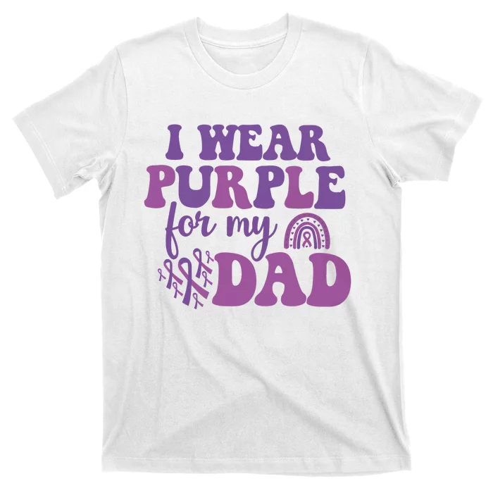 I Wear Purple For My Dad Purple Ribbon T-Shirt