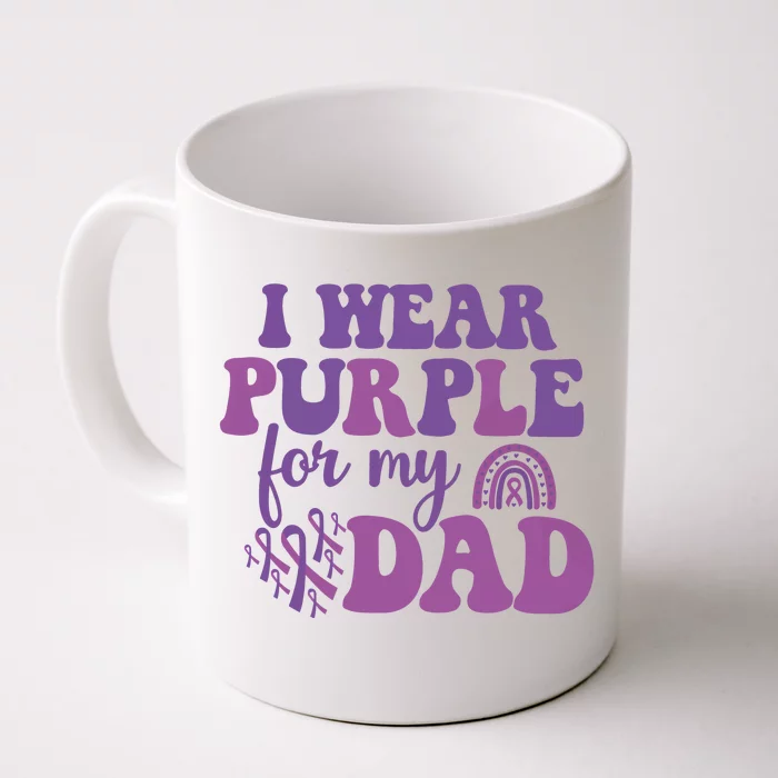 I Wear Purple For My Dad Purple Ribbon Front & Back Coffee Mug