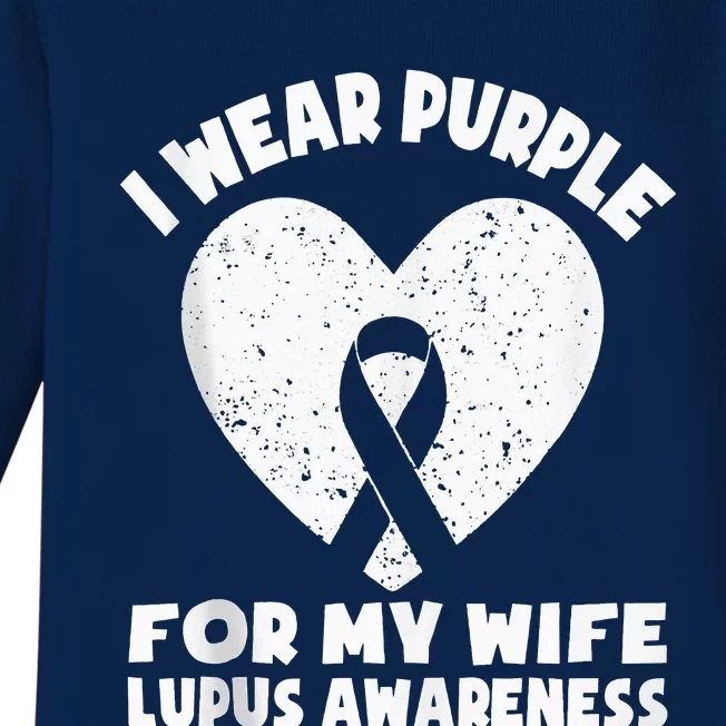 I Wear Purple For My Wife Lupus Awareness Month Ribbon Baby Long Sleeve Bodysuit