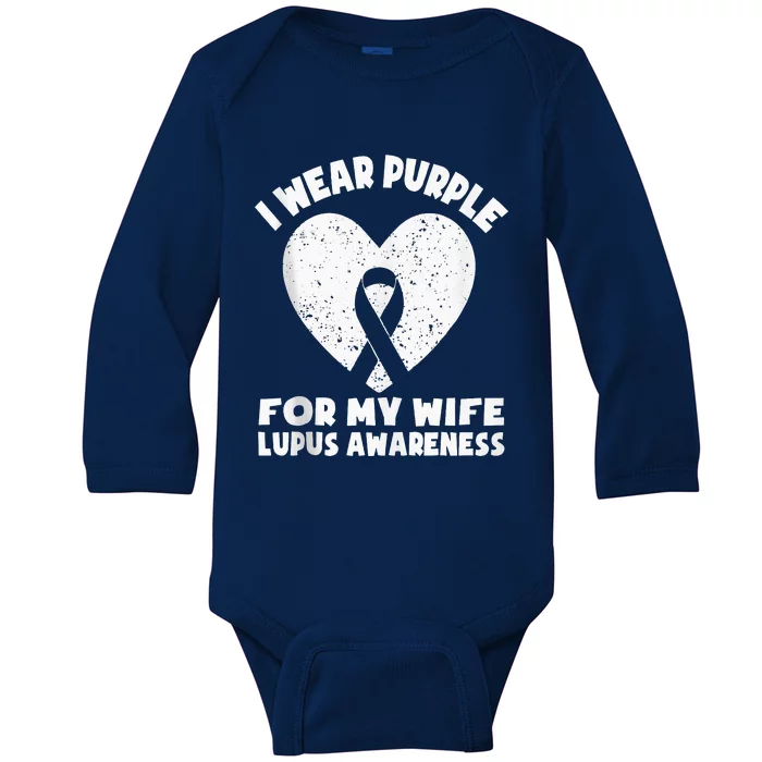 I Wear Purple For My Wife Lupus Awareness Month Ribbon Baby Long Sleeve Bodysuit