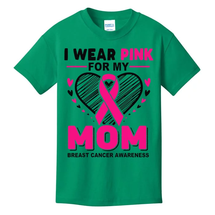 I Wear Pin.K For My Mom Breast Cancer Awareness Supporter Kids T-Shirt