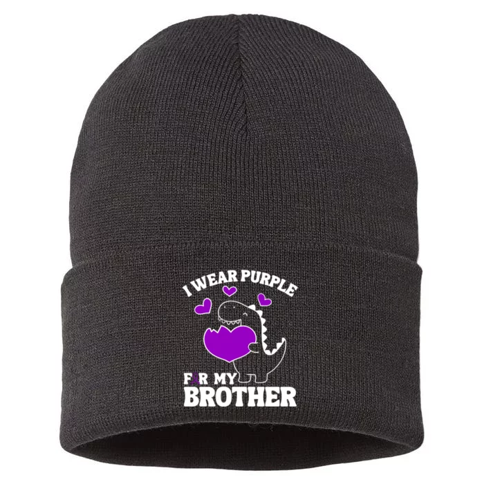 I Wear Purple For My Brother Epilepsy Awareness Sustainable Knit Beanie