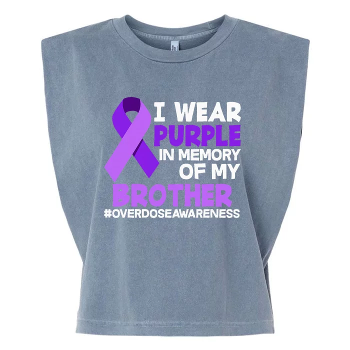 I Wear Purple In Memory Of My Brother Overdose Awareness Garment-Dyed Women's Muscle Tee