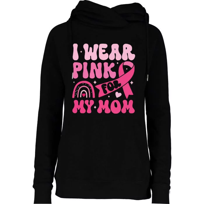 I Wear Pin For My Mom Womens Funnel Neck Pullover Hood