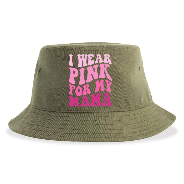 I Wear Pink For My Mama Wavy Breast Cancer S Gift Sustainable Bucket Hat