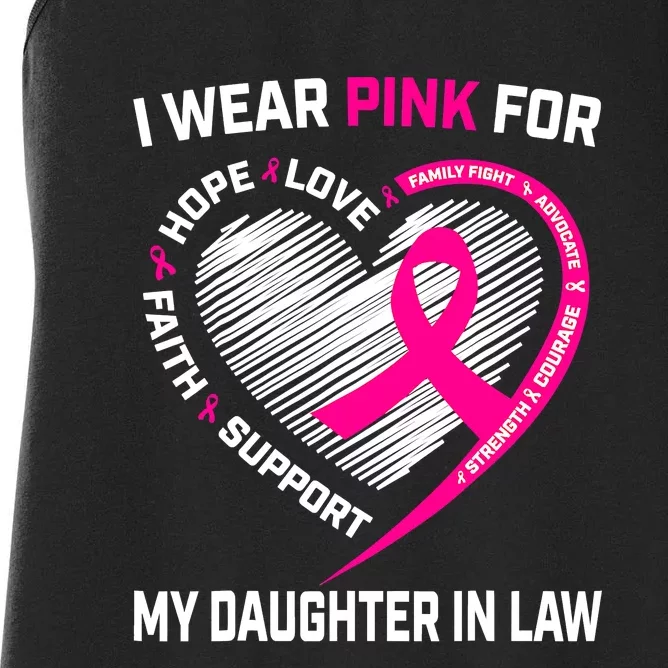 I Wear Pink For My Daughter In Law Breast Cancer Awareness Women's Racerback Tank