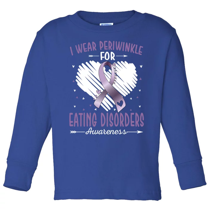 I Wear Periwinkle For Eating Disorders Awareness Ribbon Gift Toddler Long Sleeve Shirt