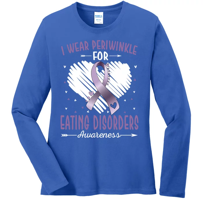 I Wear Periwinkle For Eating Disorders Awareness Ribbon Gift Ladies Long Sleeve Shirt