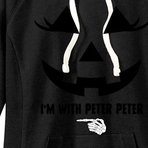 I'm With Peter Peter Funny Halloween Skeleton Hand Women's Fleece Hoodie