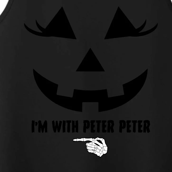 I'm With Peter Peter Funny Halloween Skeleton Hand Performance Tank