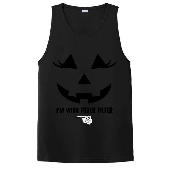 I'm With Peter Peter Funny Halloween Skeleton Hand Performance Tank