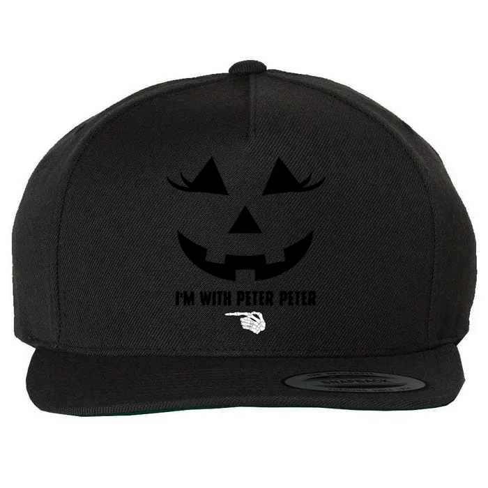 I'm With Peter Peter Funny Halloween Skeleton Hand Wool Snapback Cap