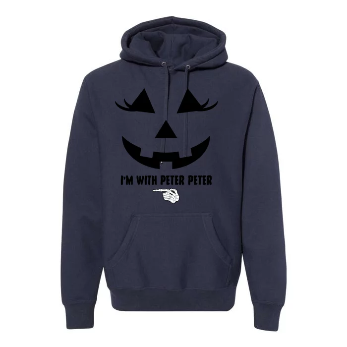 I'm With Peter Peter Funny Halloween Skeleton Hand Premium Hoodie