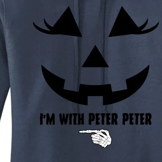 I'm With Peter Peter Funny Halloween Skeleton Hand Women's Pullover Hoodie