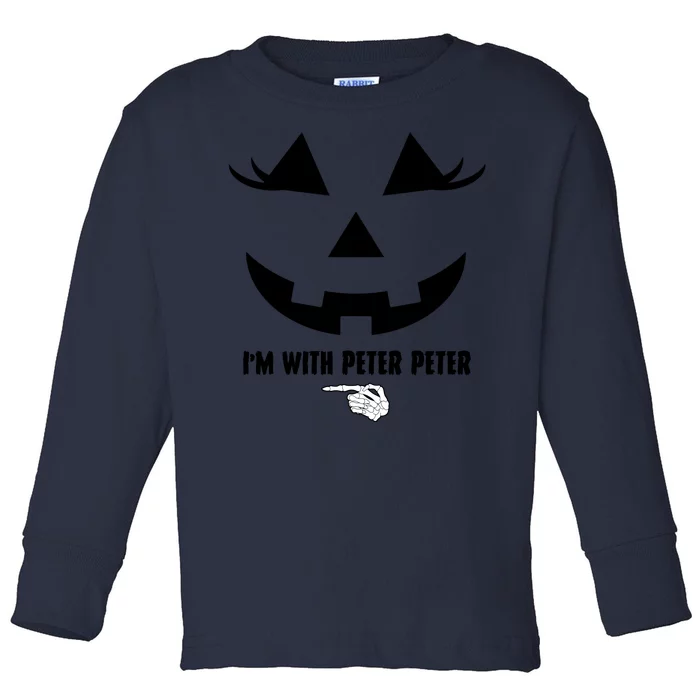 I'm With Peter Peter Funny Halloween Skeleton Hand Toddler Long Sleeve Shirt