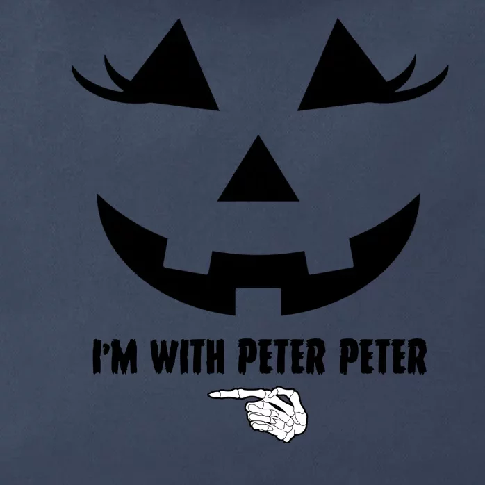 I'm With Peter Peter Funny Halloween Skeleton Hand Zip Tote Bag