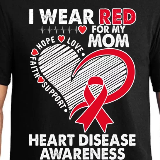 I Wear Red For My Mom Heart Disease Awareness Chd Survivors Gift Pajama Set