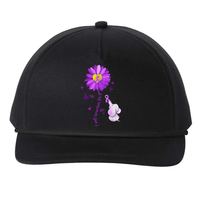 I Will Remember For You Elephant Alzheimers Awareness Snapback Five-Panel Rope Hat