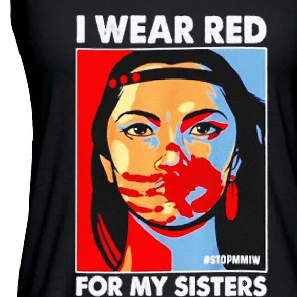 I Wear Red For My Sister Native American Stop MMIW Ladies Essential Flowy Tank