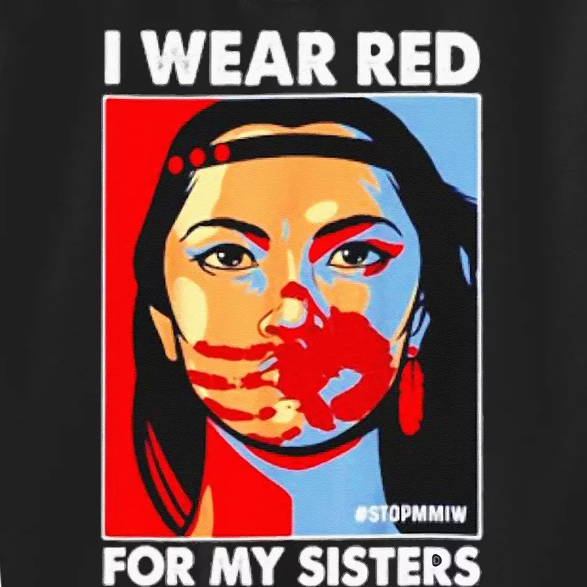 I Wear Red For My Sister Native American Stop MMIW Kids Sweatshirt