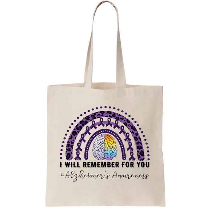 I Will Remember For You Rainbow Brain Alzheimer's Awareness Great Gift Tote Bag