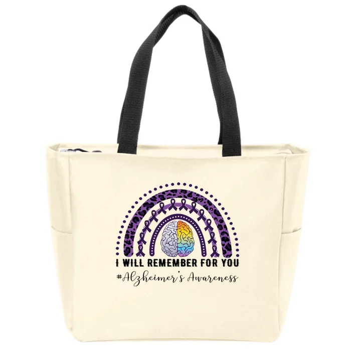 I Will Remember For You Rainbow Brain Alzheimer's Awareness Great Gift Zip Tote Bag