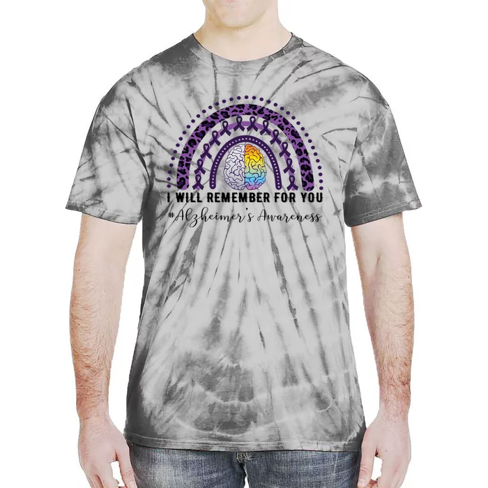 I Will Remember For You Rainbow Brain Alzheimer's Awareness Great Gift Tie-Dye T-Shirt