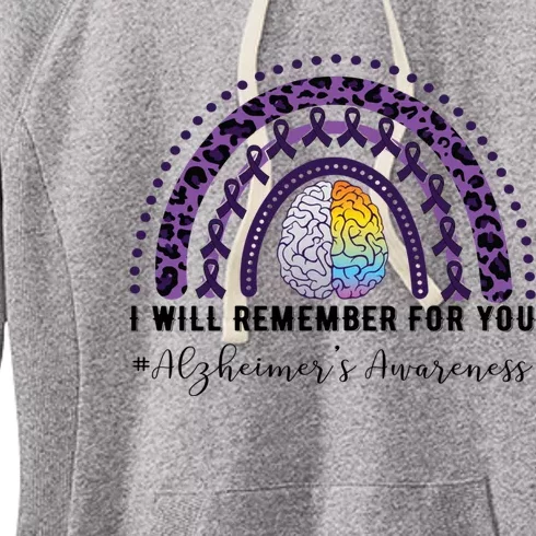 I Will Remember For You Rainbow Brain Alzheimer's Awareness Great Gift Women's Fleece Hoodie