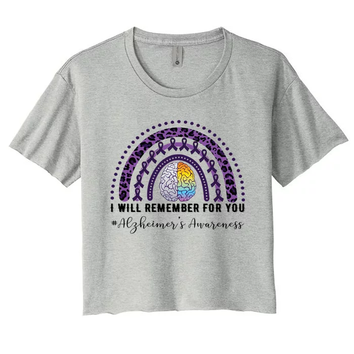 I Will Remember For You Rainbow Brain Alzheimer's Awareness Great Gift Women's Crop Top Tee