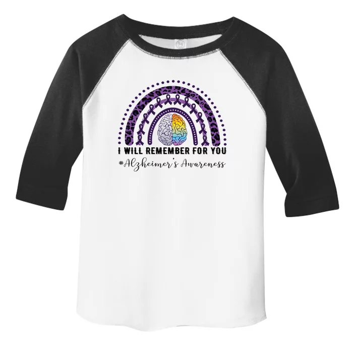 I Will Remember For You Rainbow Brain Alzheimer's Awareness Great Gift Toddler Fine Jersey T-Shirt