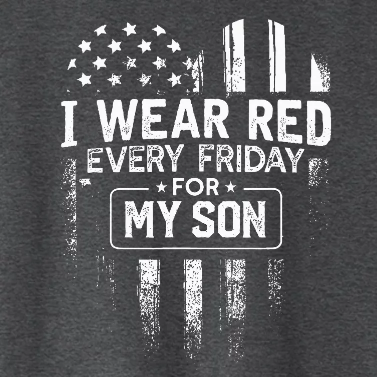 I Wear Red Every Friday For My Son Mom Dad Women's Crop Top Tee