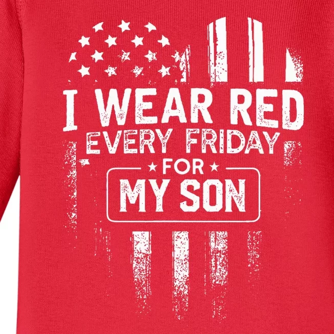 I Wear Red Every Friday For My Son Mom Dad Baby Long Sleeve Bodysuit