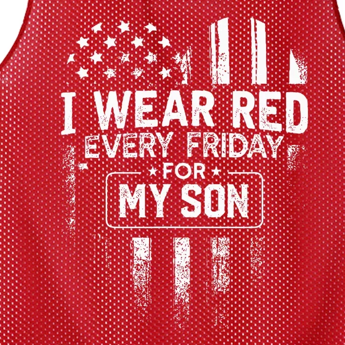 I Wear Red Every Friday For My Son Mom Dad Mesh Reversible Basketball Jersey Tank