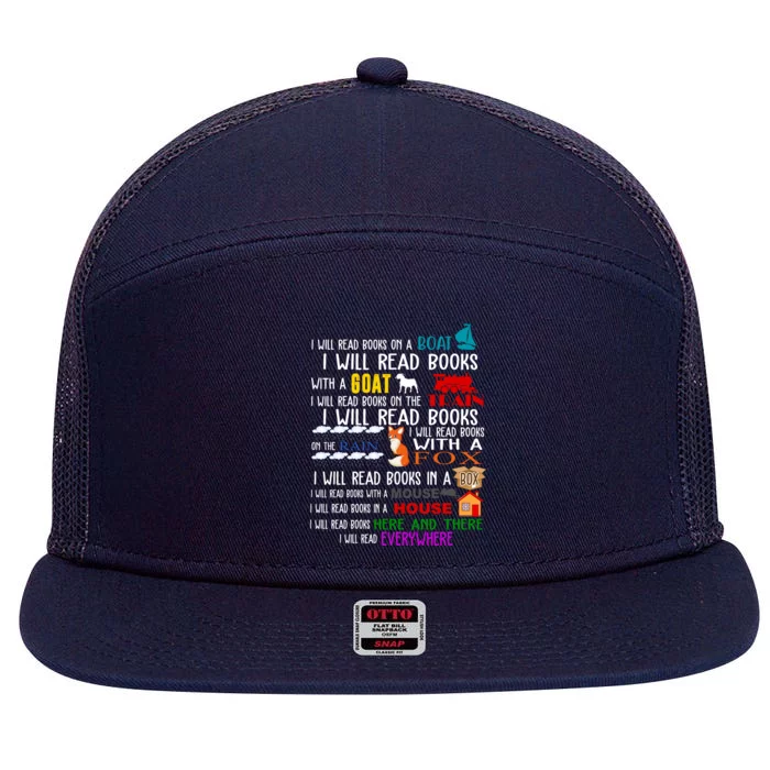 I Will Read Books Everywhere 7 Panel Mesh Trucker Snapback Hat