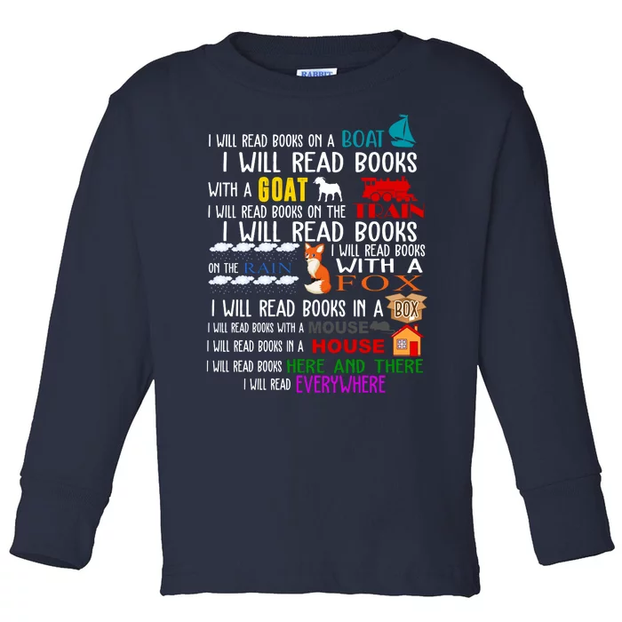 I Will Read Books Everywhere Toddler Long Sleeve Shirt